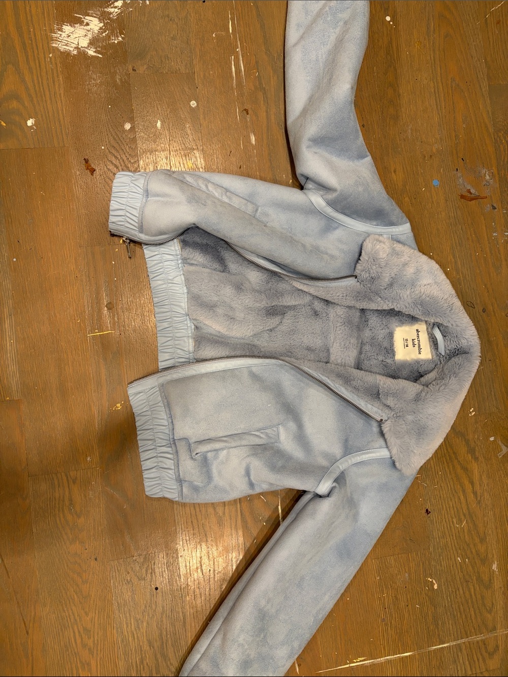 abercrombie kids Light Blue Faux-Shearling Puffer Jacket